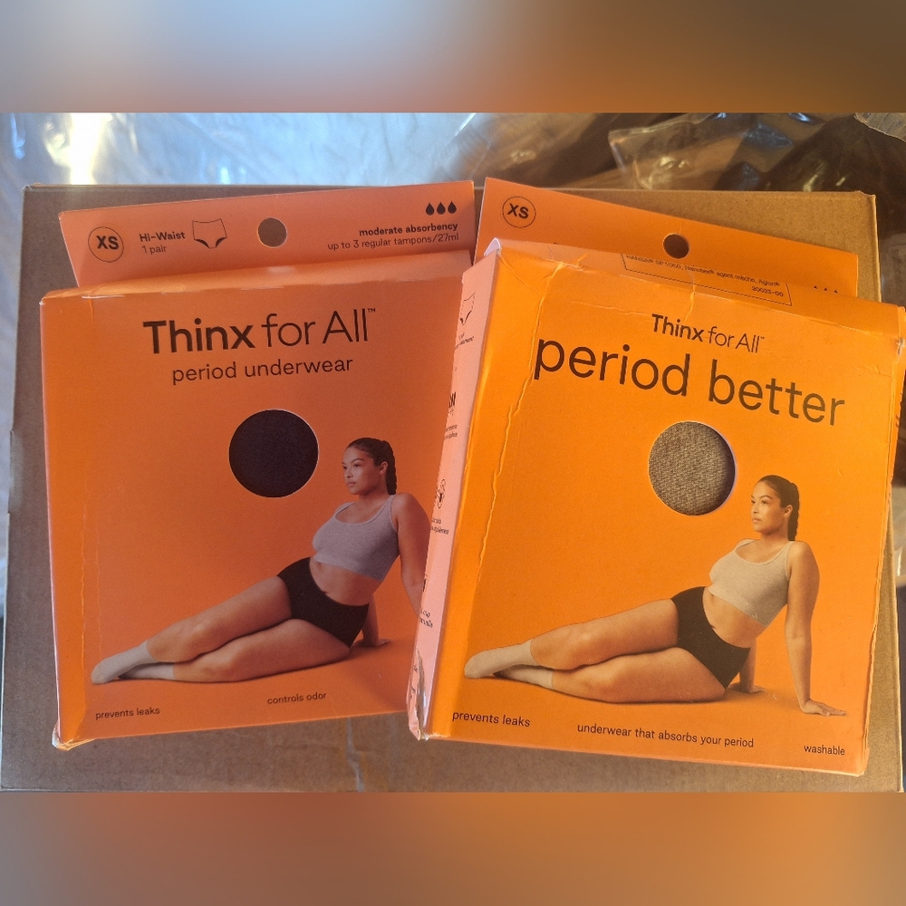 Thinx for All Brief 2-Pack Period Underwear for Women, Holds 3 Tampon- New